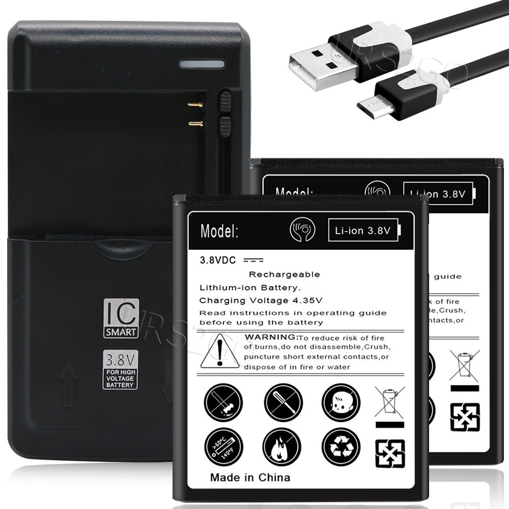 Long Life 2x3770mAh Battery Charger&USB Cable for Motorola Moto E5 Play XT1921-3