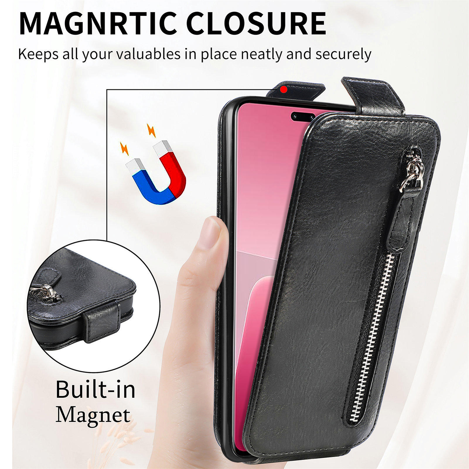 Luxury Vertical Leather Wallet Case for Xiaomi 13 Lite 5G with Card Slots