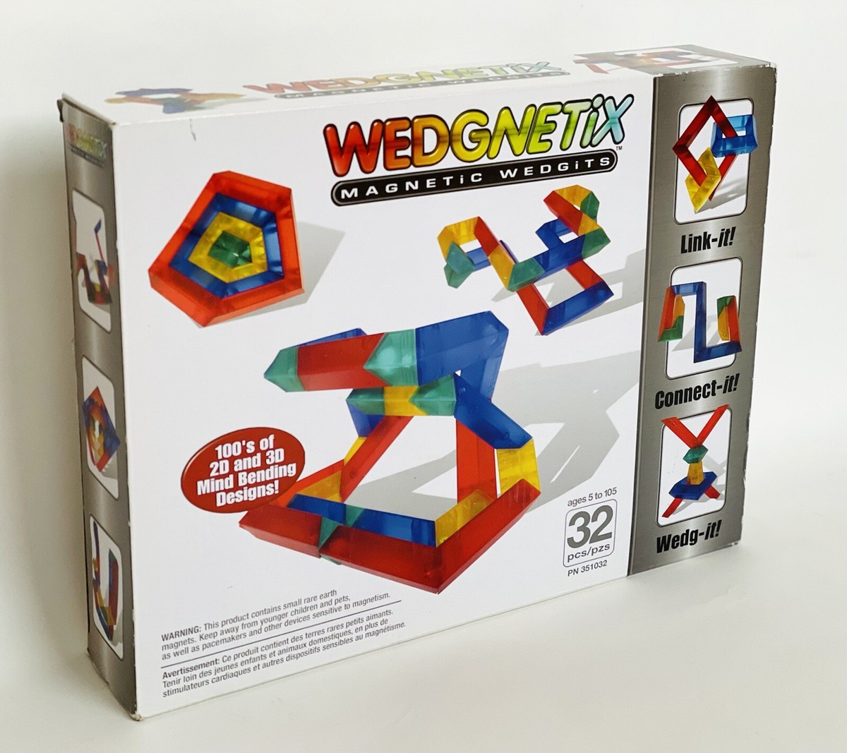 Wedgnetix magnetic wedgits 351032 32 Pieces NEW UK