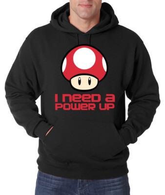 Youth Designz Herren Hoodie I Need A Power Up Pullover Logo Print Gaming Toad 