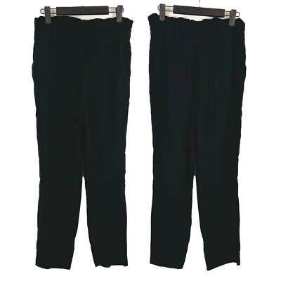 Zara Black Paperbag High Waist Ankle Cropped Pants Trousers XS