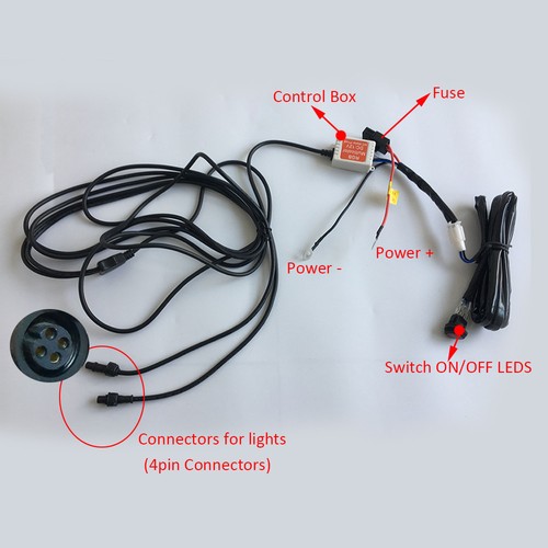 Wiring Harness kit & RF Controller For 2 Pods Chasing RGB Halo Led Work Lights - Picture 2 of 5