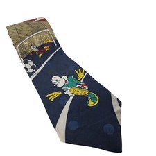 Vintage Disney Mickey Unlimited Soccer Made In Italy Novelty Necktie