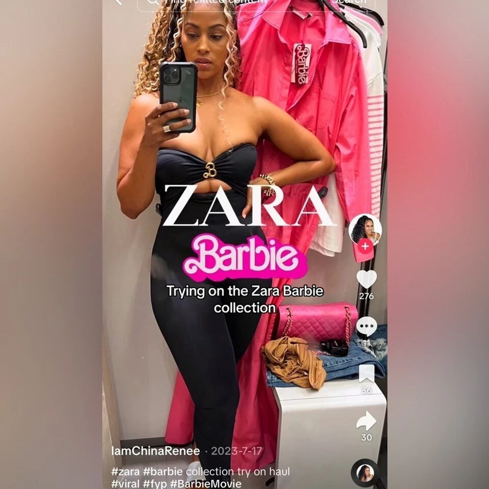 ❤️ZARA x BARBIE™ MATTEL NEW WOMAN BLACK JUMPSUIT ❤️sz S ❤️ZARA x BARBIE™ MATTEL NEW WOMAN BLACK JUMPSUIT ❤️sz S