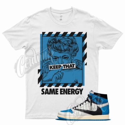 White ENERGY T Shirt for Fragment Travis Scott J1 1 Military Blue 