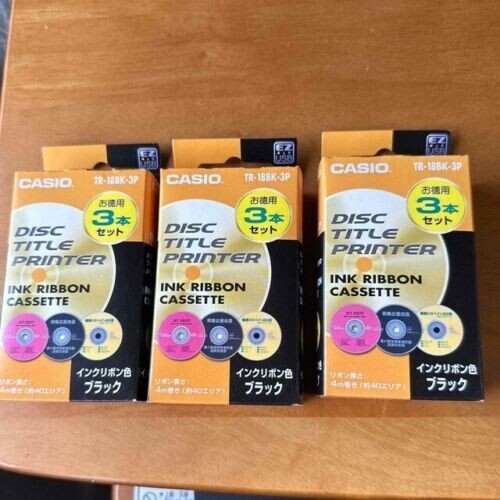 Casio Disc Title Printer Ink Ribbon TR-18BK-3P Black 3 Pack x 3 Boxes Set