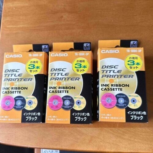 Casio Disc Title Printer Ink Ribbon TR-18BK-3P Black 3 Pack x 3 Boxes Set - Picture 1 of 1