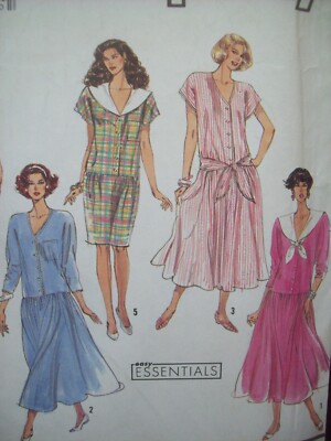 Vintage Simplicity Pattern 7105 Long Waist Dress Sizes 6-14 NOS/Uncut/FF c.1990s