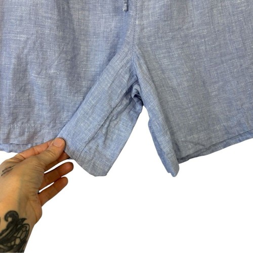 Tahari 100 % Leinen Shorts blau elastischer Bund Taschen Damengröße 1x Coastal Prep - Bild 6 von 6