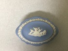 Wedgwood England Blue Jasperware Covered Box Oval Vintage — photo 3