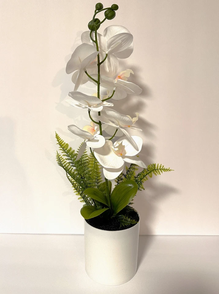 Artificial Flowers Potted Silk Orchid Faux Potted Flower Fake Phalaenopsis Decor - Image 2 of 4