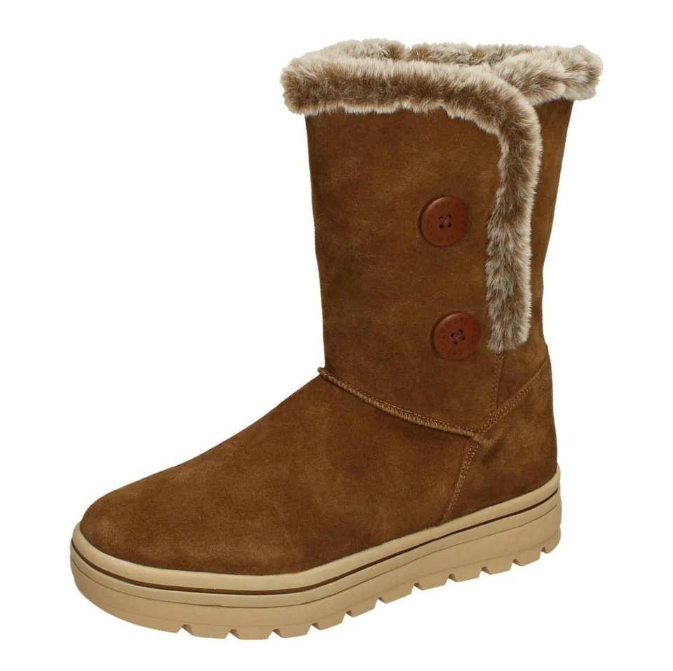 Mujer SKECHERS Ante Repele el Agua Caliente Forro Botas Invierno - 49864 Cool - Imagen 2 de 3