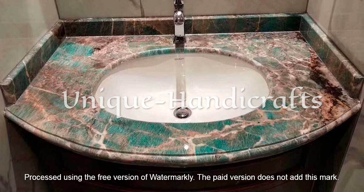 Blue Amazonite Granite Slabs for Bathroom Vanity Countertops and Decor
