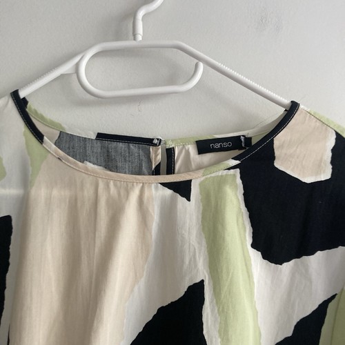 Top oversize Nanso astratto manica lunga a palloncino taglia S blusa primavera artistica - Foto 3 di 14
