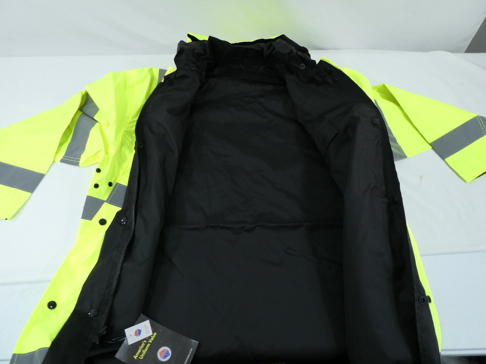 Liberty Uniform 586MFL Men HiVis LONG Reversible Rain Jacket SMALL