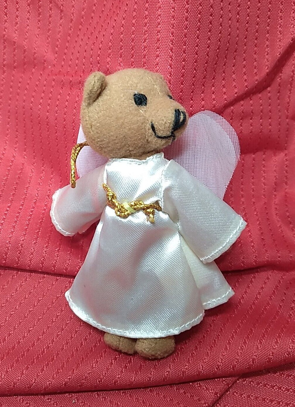 Vintage DAKIN Angel Brown Teddy Bear Christmas Plush 1996  Ornament  3 1/2"
