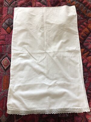 Kissenhülle Vintage weiß Baumwolle Bezug 43 cm x 71 cm mit Lochstickerei