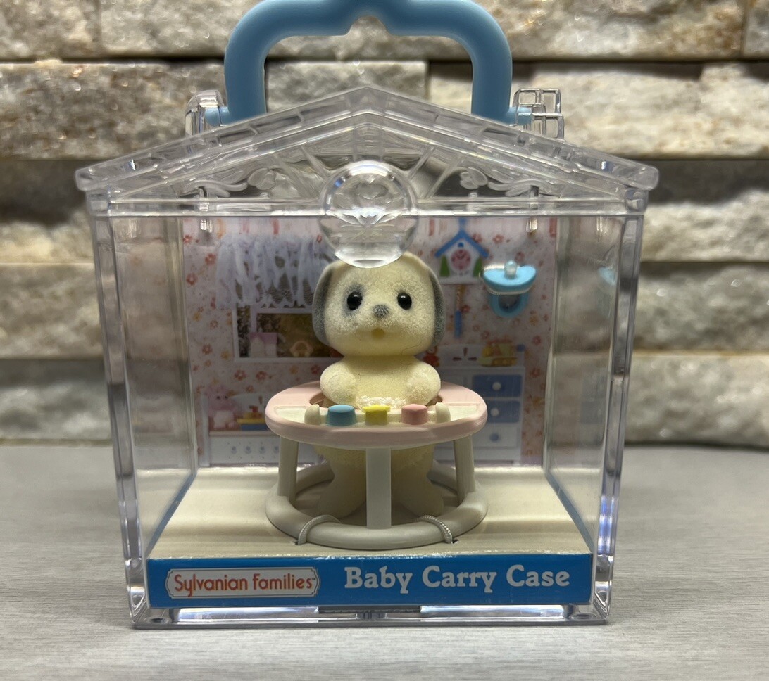SYLVANIAN FAMILIES Patches Ivory Dog Carry Case Baby Walker Rare Calico  Critters