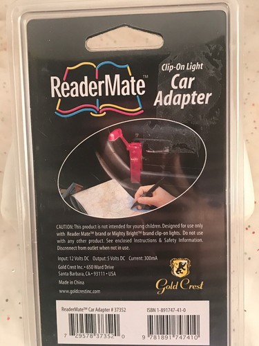 ReaderMate Clip-On-Light Car Adapter #37352 Gold Crest Mighty Bright New - Picture 2 of 3