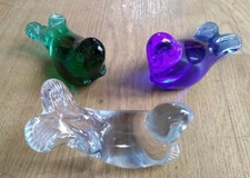 3 Glass Bird Paperweights Clear/Blue/Green 9x4x5cm Sweet Items