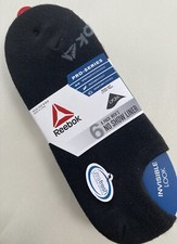 Reebok Men's No-Show Liner Socks Pro-Series 6-Pack Black Size 6-12.5