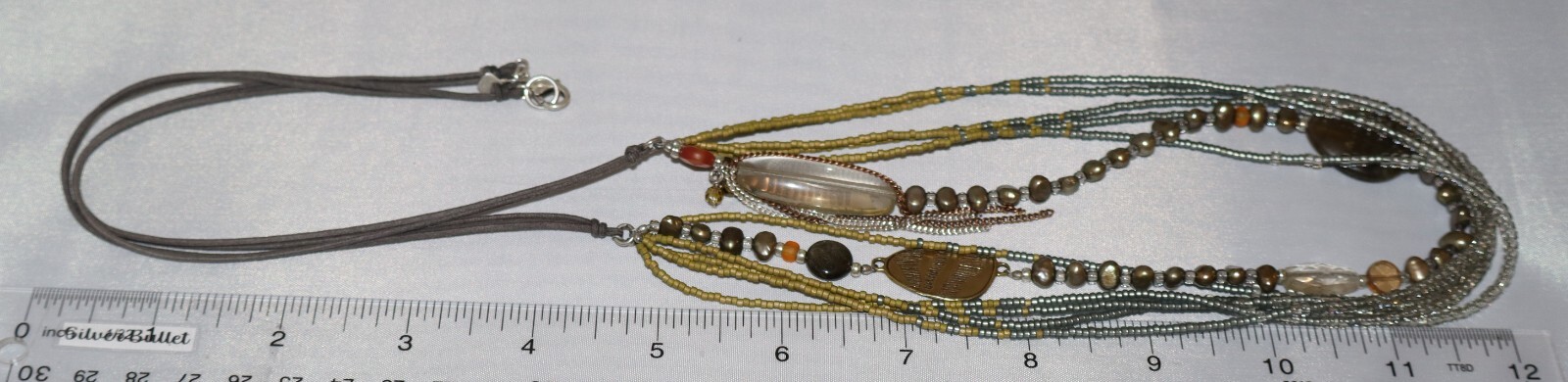 Silpada Sterling Silver Labradorite, Obsidian, Pearl Beaded Necklace N2245 N2245