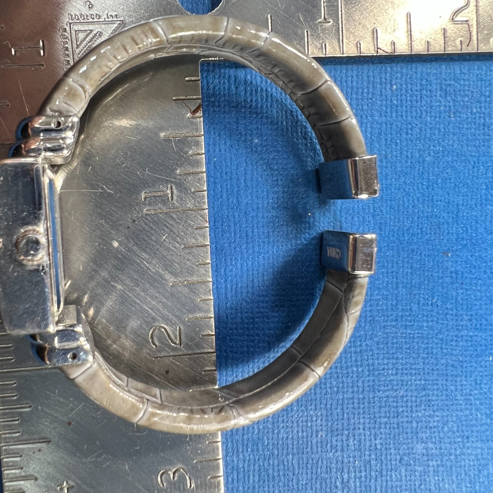 GEN719 DOUBLE FRONT HINGED cuff bangle silver ton… - image 4