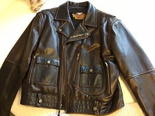 RARE HARLEY-DAVIDSON CLASSIC BIKER MOTORCYCLE BROWN LEATHER D POCKET JACKET XXL