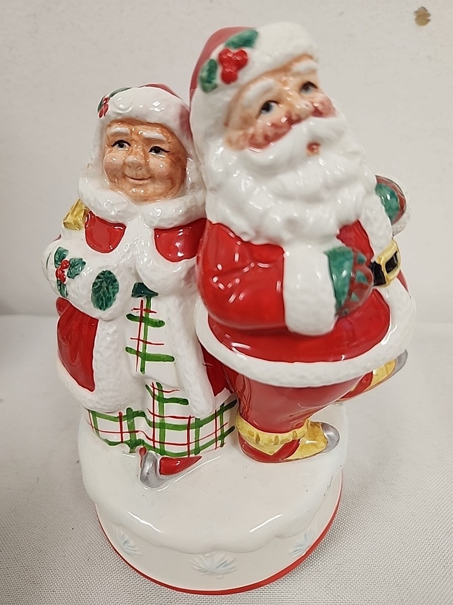 VINTAGE 1995 Geo Z Lefton Christmas Musical Figurine Santa & Mrs