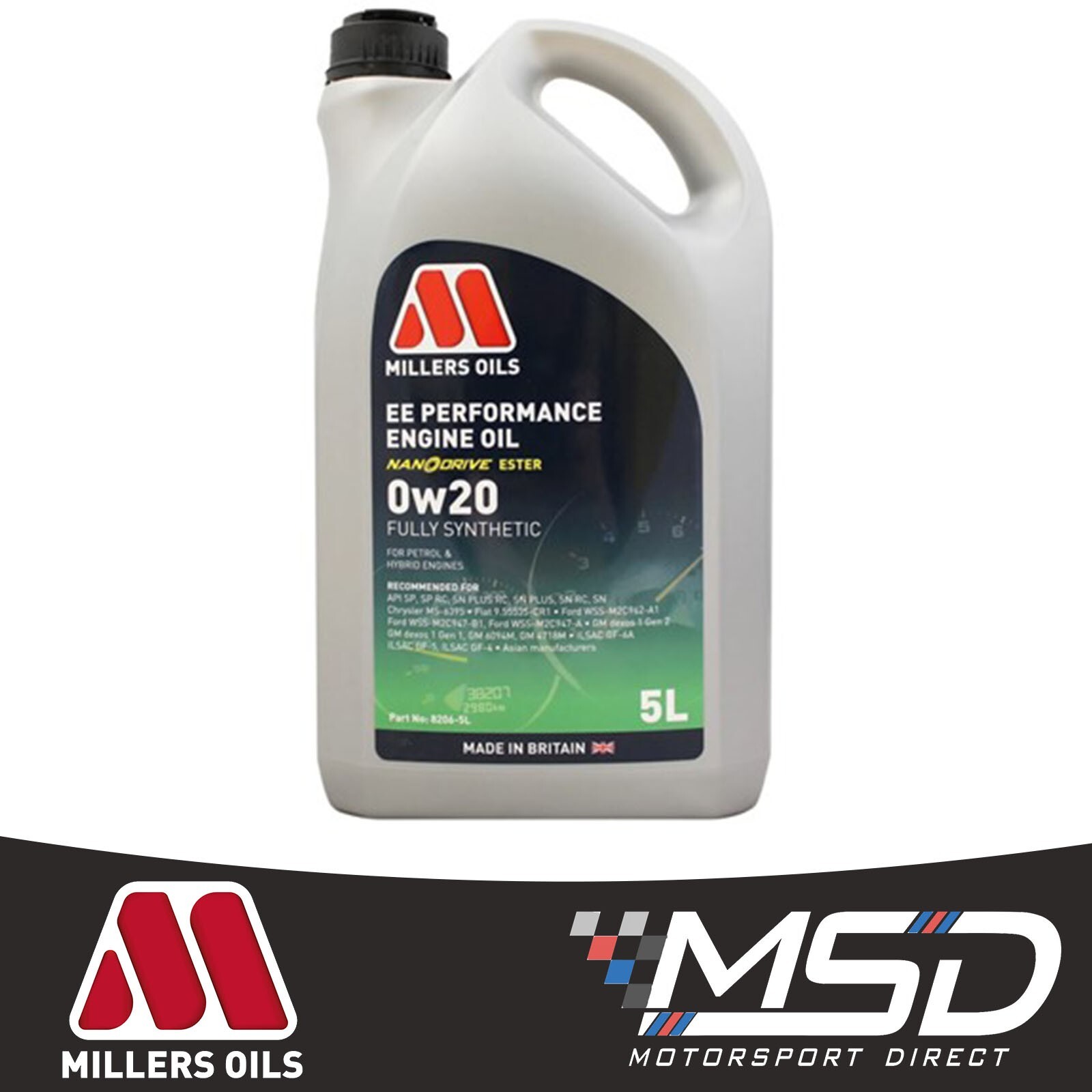 Millers Oils EE Performance 0w-20 Fully Synthetic Engine Oil - 5 Litres