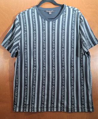 Michael Kors Men's Logo 100% Cotton Nice Comfy T-Shirt Black Gray Crew Neck XL