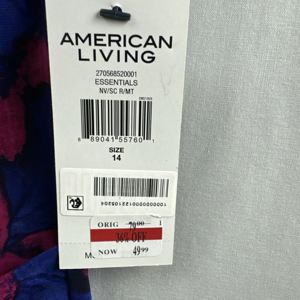 Vestido para mujer American Living floral envolvente sintético rosa azul funda talla 14 nuevo Foto 4 de 4