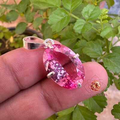 Certified CT Natural Padparadscha Sapphire Gemstone Pendant In 925  Silver