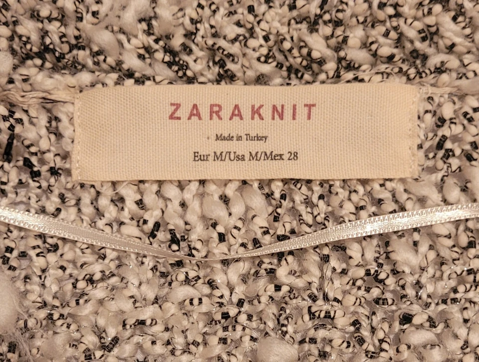 Zaraknit Grey Cardigan Open Front Sweater Size M - Image 3 of 3