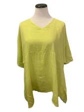 Match Point USA Linen Top Shirt Tunic Yellow  Boho Lagenlook M