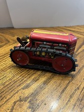 Vintage 1940s Made In USA Marx Tin Litho Wind Up Climbing Caterpillar Tractor