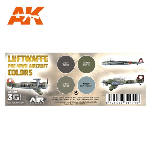AK Interactive 3G Air Series - Luftwaffe Pre-WWII Aircraft Colors SET 3G - Picture 2 of 7