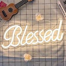 Blessed Neon Sign for Wall Decor, Blessed LED Light Up Signs for Bedroom,