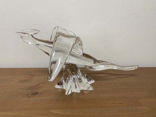 Steuben Glass Sculpture Great Pheasant Bird By Lloyd Adkins