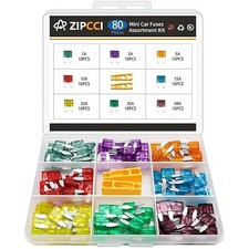 80 Pcs Mini Car Fuse, Fuses Assortment kit 1A/3A/5A/10A/15A/20A/30A/40AMP Autom