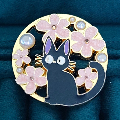 Studio Ghibli Kikis Delivery Service Cherry Blossom Jiji Collectible Enamel Pin