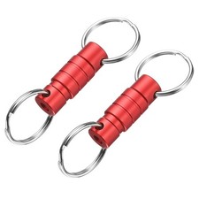 Quick Release Keychain, 2Pcs Detachable Pull Apart Key Rings Clip, Wine Red