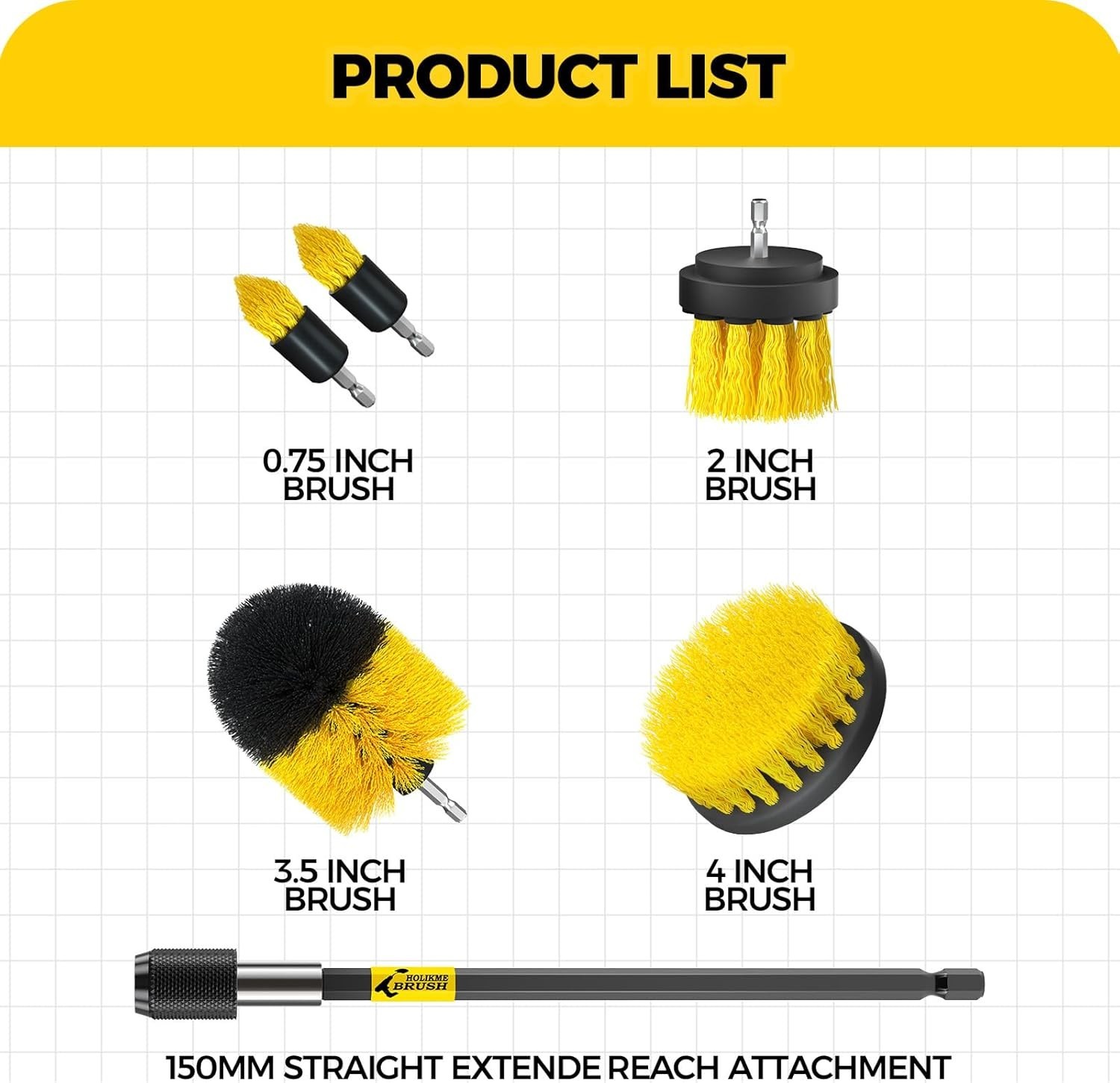 6Pack Drill Brush Power Scrubber Cleaning Brush Extended Long Attachment Set