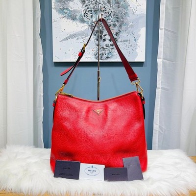 Prada Schultertasche rot Vitello Daino Hobo BR5088 138417551