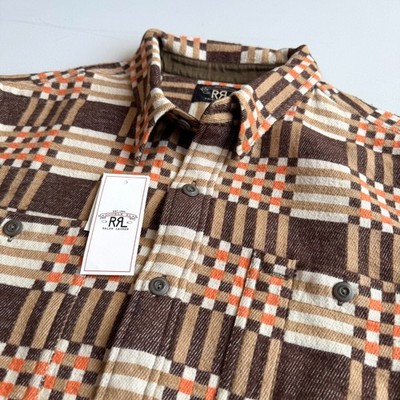 NWT RRL Ralph Lauren (L) Cody Jacquard Cotton Brown/Orange