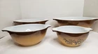 Vintage Pyrex Old Orchard 4pc Brown Fruit Nesting Mixing Bowls Set