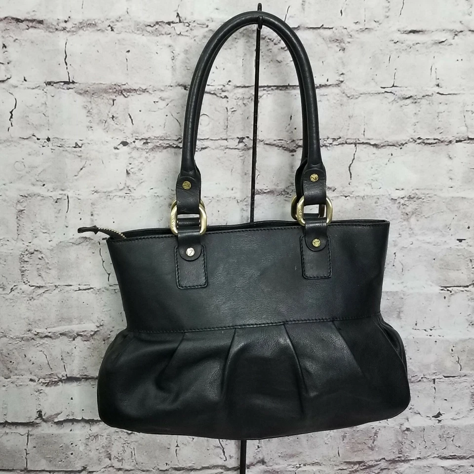 Bolso de Mano Nannini Italia Negro Cuero Genuino Herrajes Dorados Rumania Foto 4 de 4