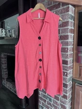 Passport Top Women's Size XL Multi Button Sleeveless Tunic Blouse