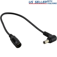 DC Power Right Angle Adapter Cable Cord 5.5mm x 2.1mm Male to Female Barrel Jack