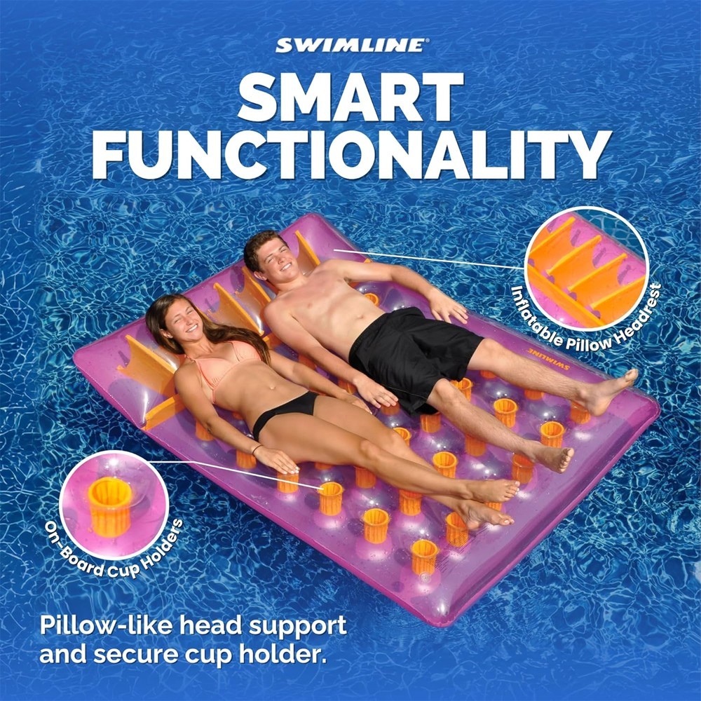 Swimline Swimming Pool Double Mattress - Purple/Orange for sale